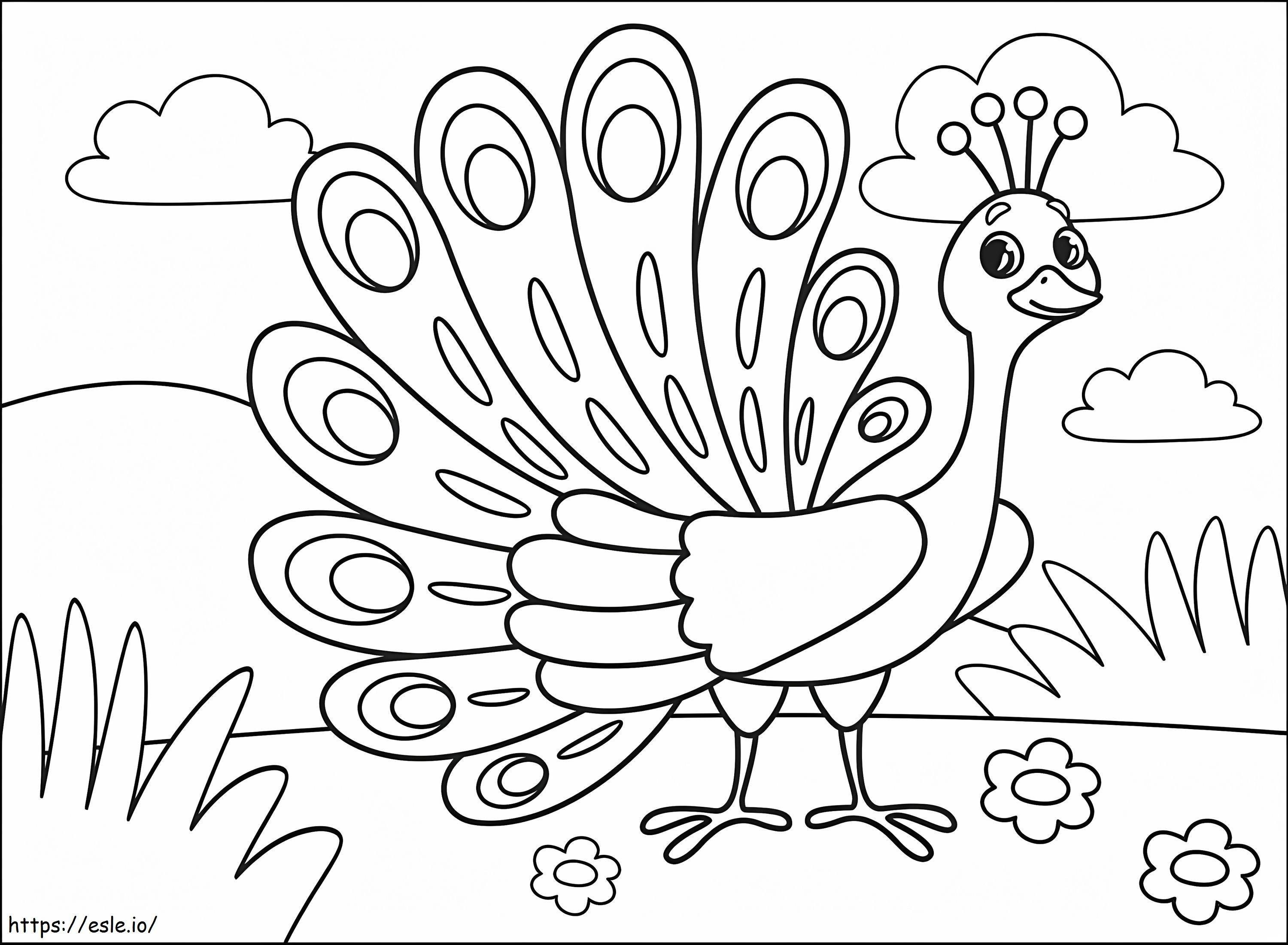 Happy Peacock coloring page