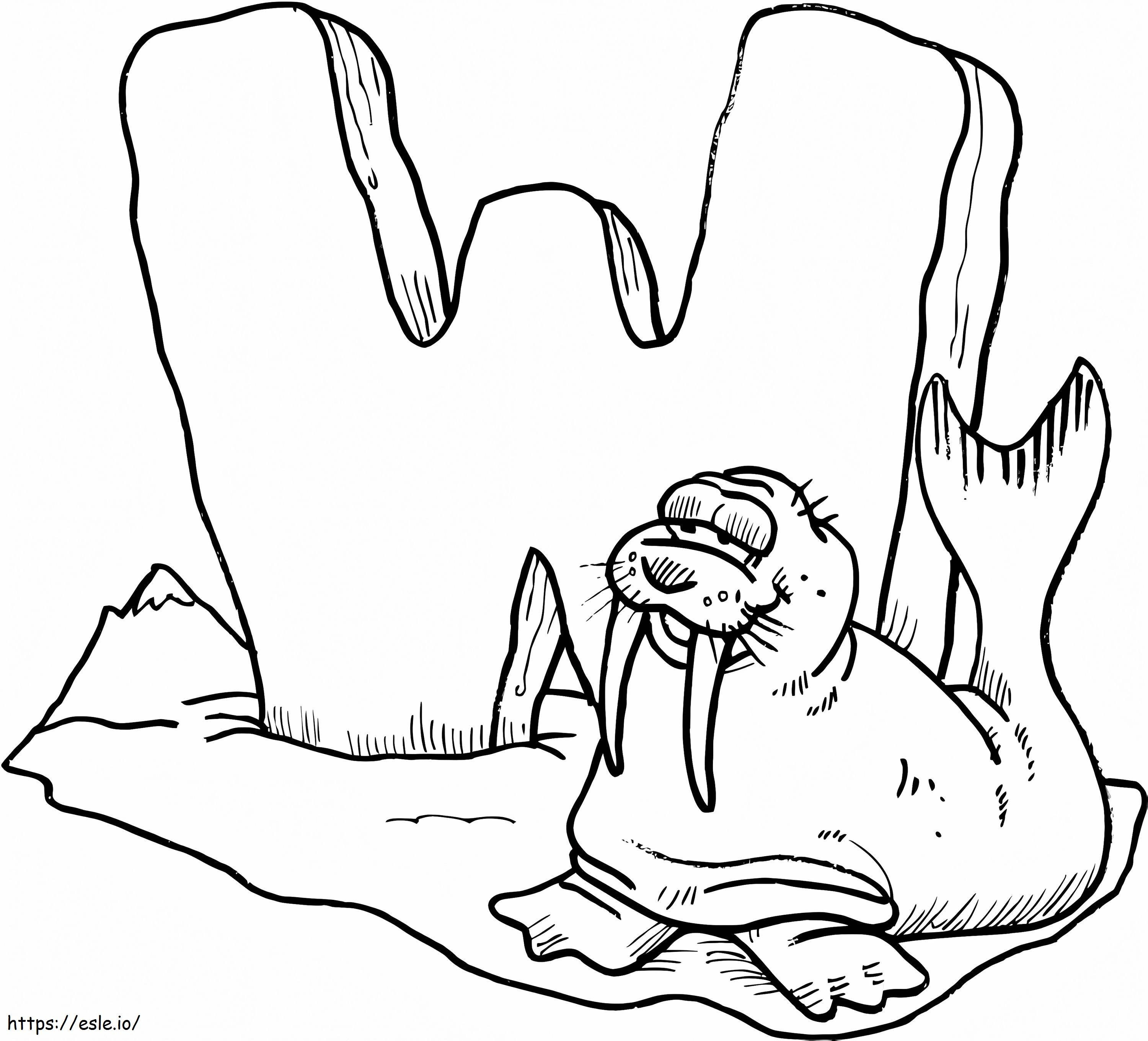 Walrus Letter W 1 coloring page