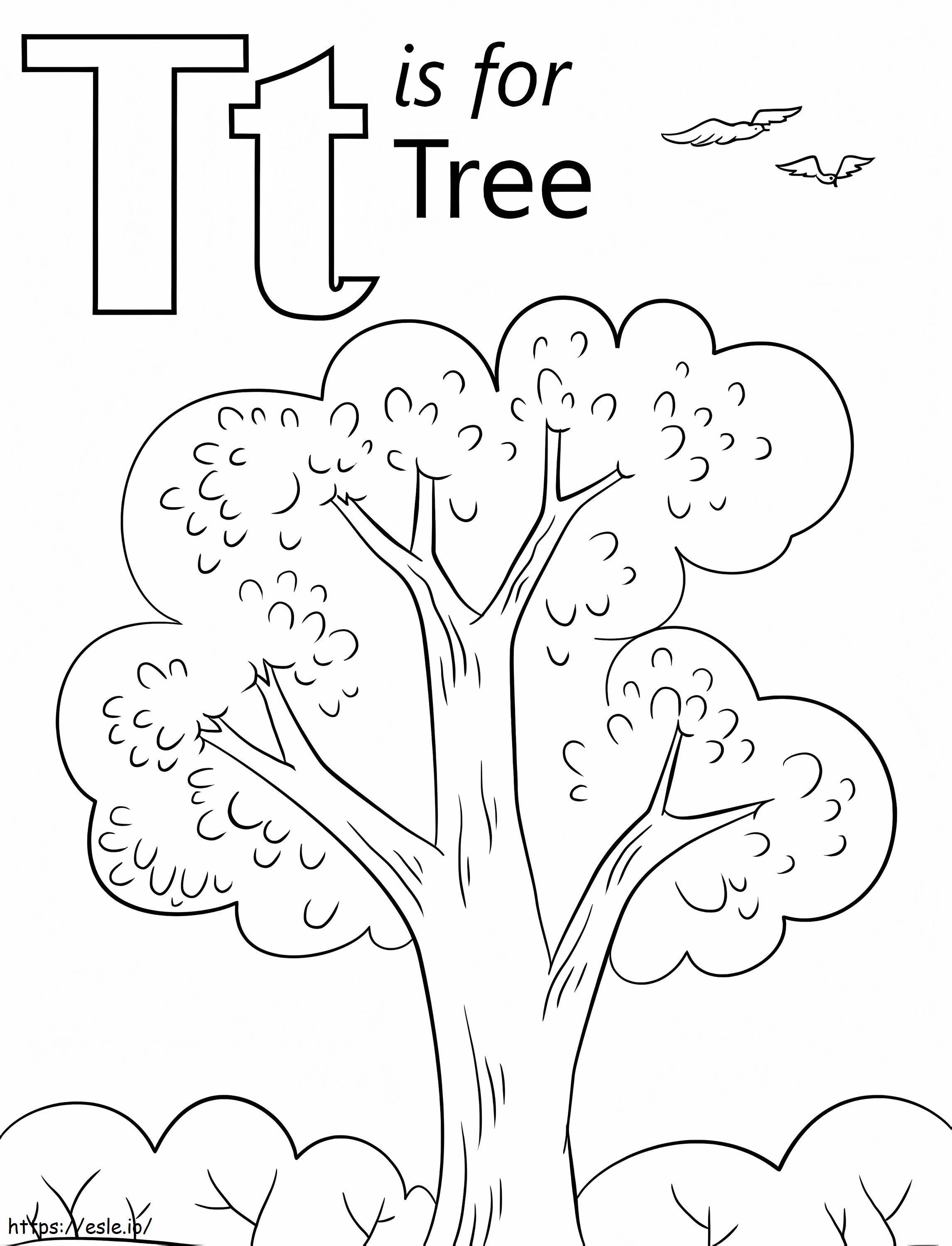 Lettera ad albero T da colorare