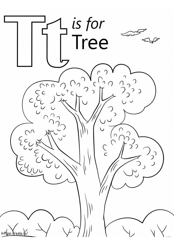 Coloriage Lettre d'arbre T à imprimer dessin