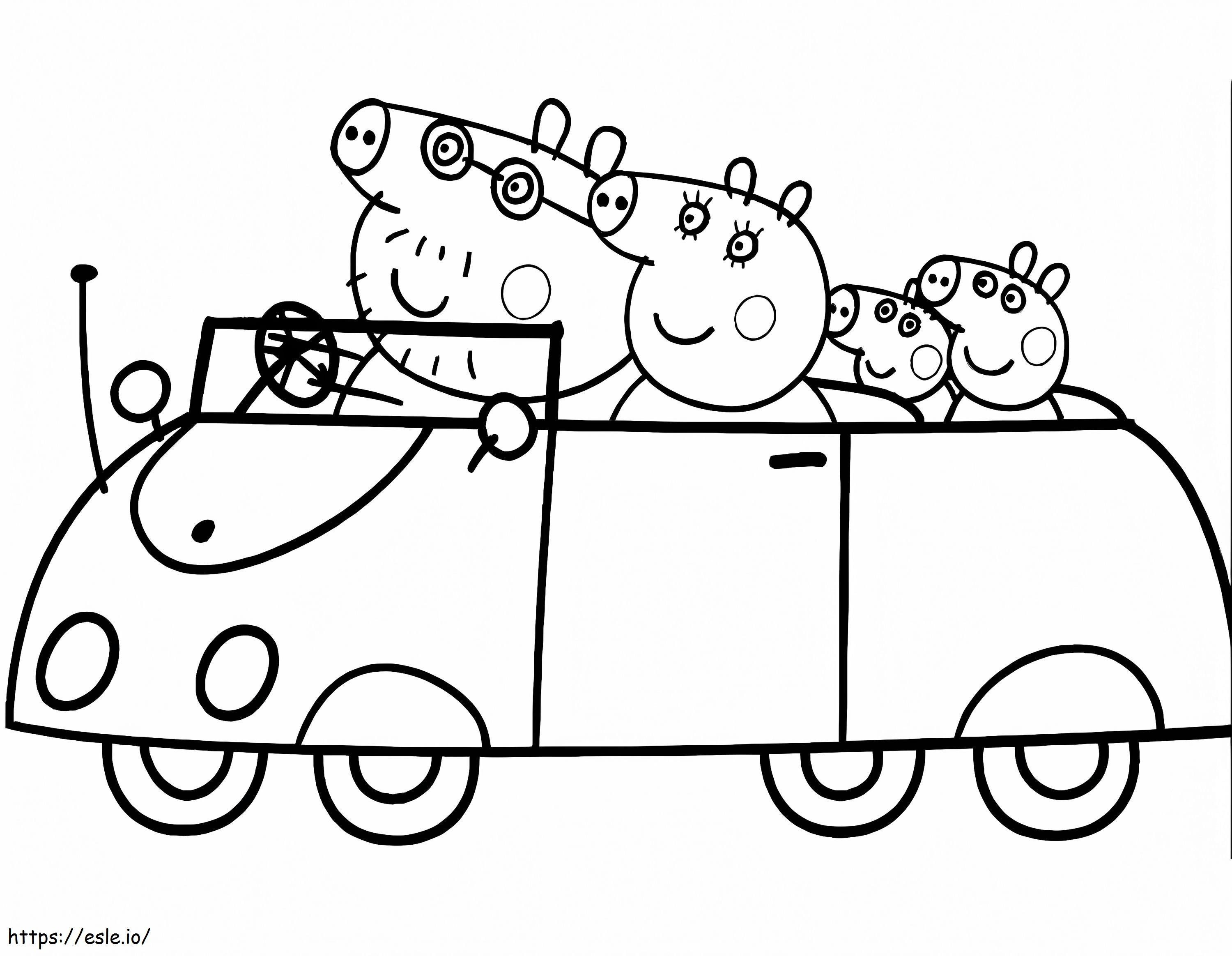 Coloriage Famille Peppa Pig en vacances à imprimer dessin