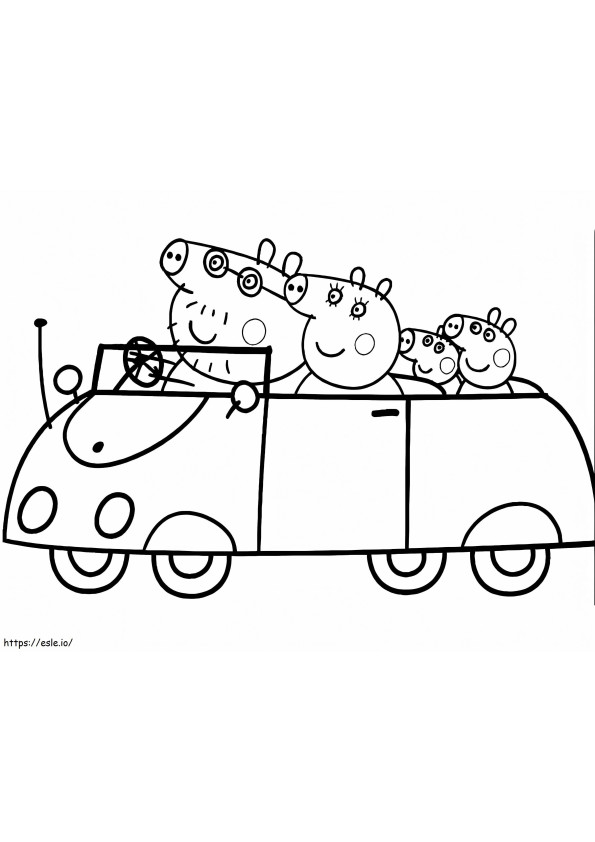 Familia Peppa Pig în vacanță de colorat