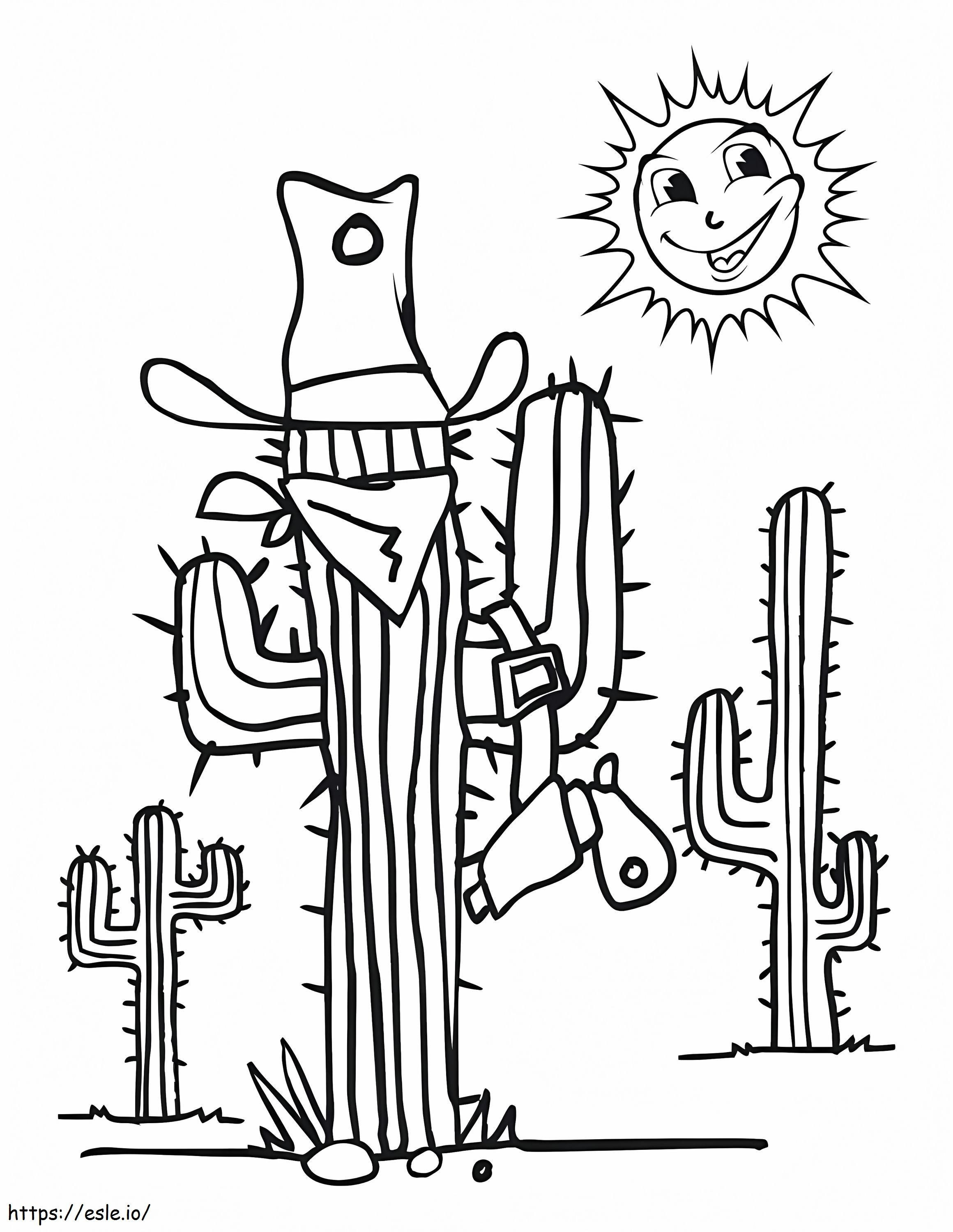 Cactus And Sun coloring page