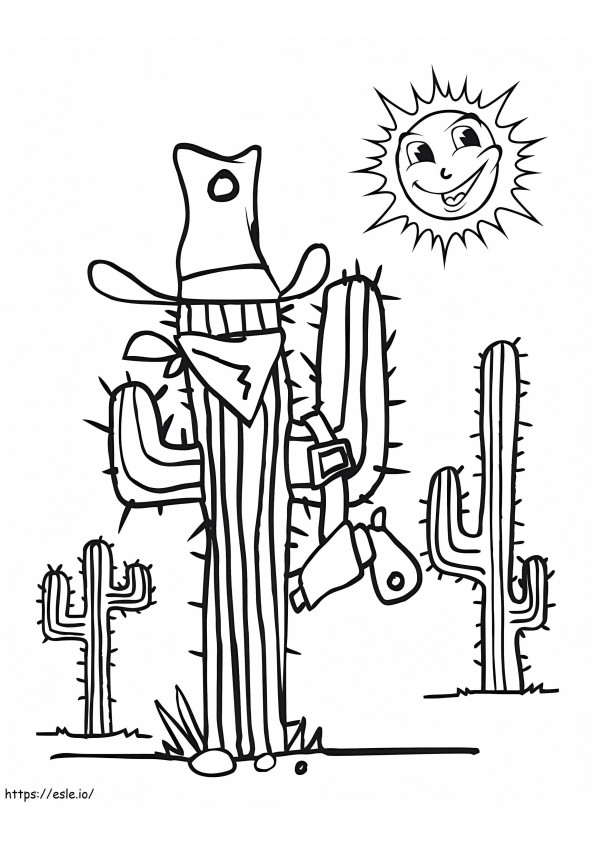 Coloriage Cactus et soleil à imprimer dessin