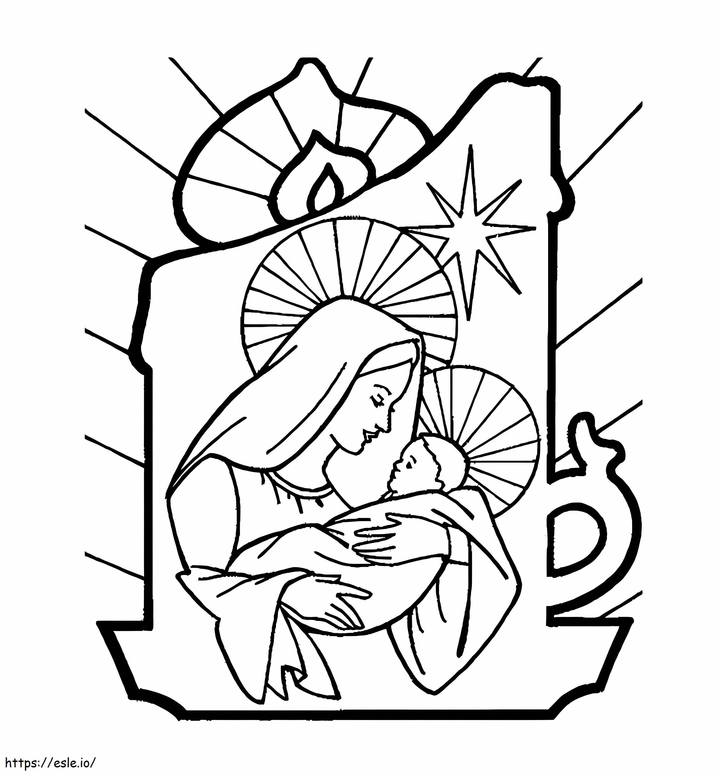 Outline Of The Mother Of Jesus For Coloring coloring page