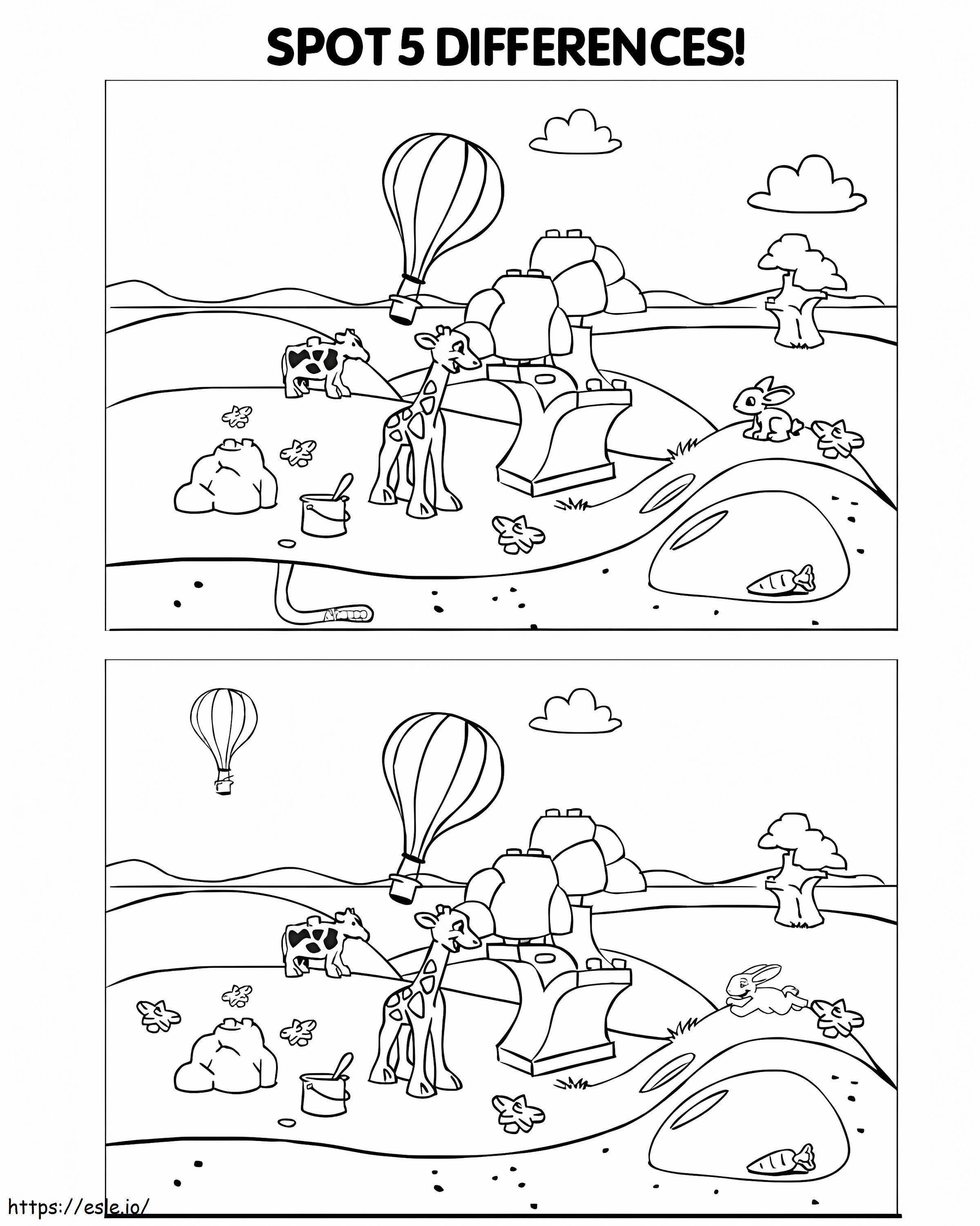 Spot 5 Differences coloring page