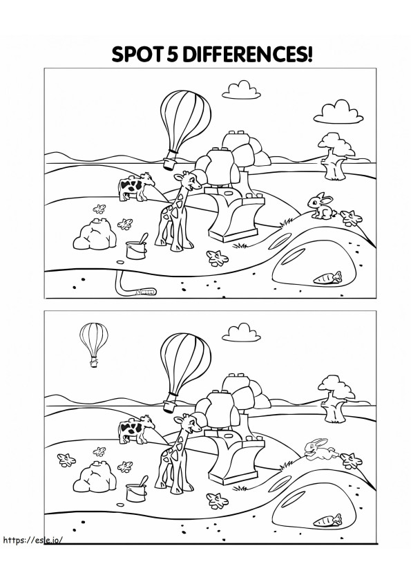 Spot 5 Differences coloring page
