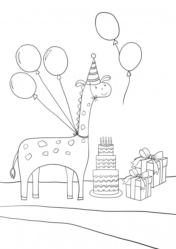 balloons-cake-presents free to print and color image