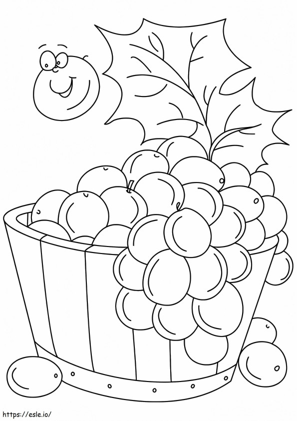 A Grapes Bucket A4 coloring page
