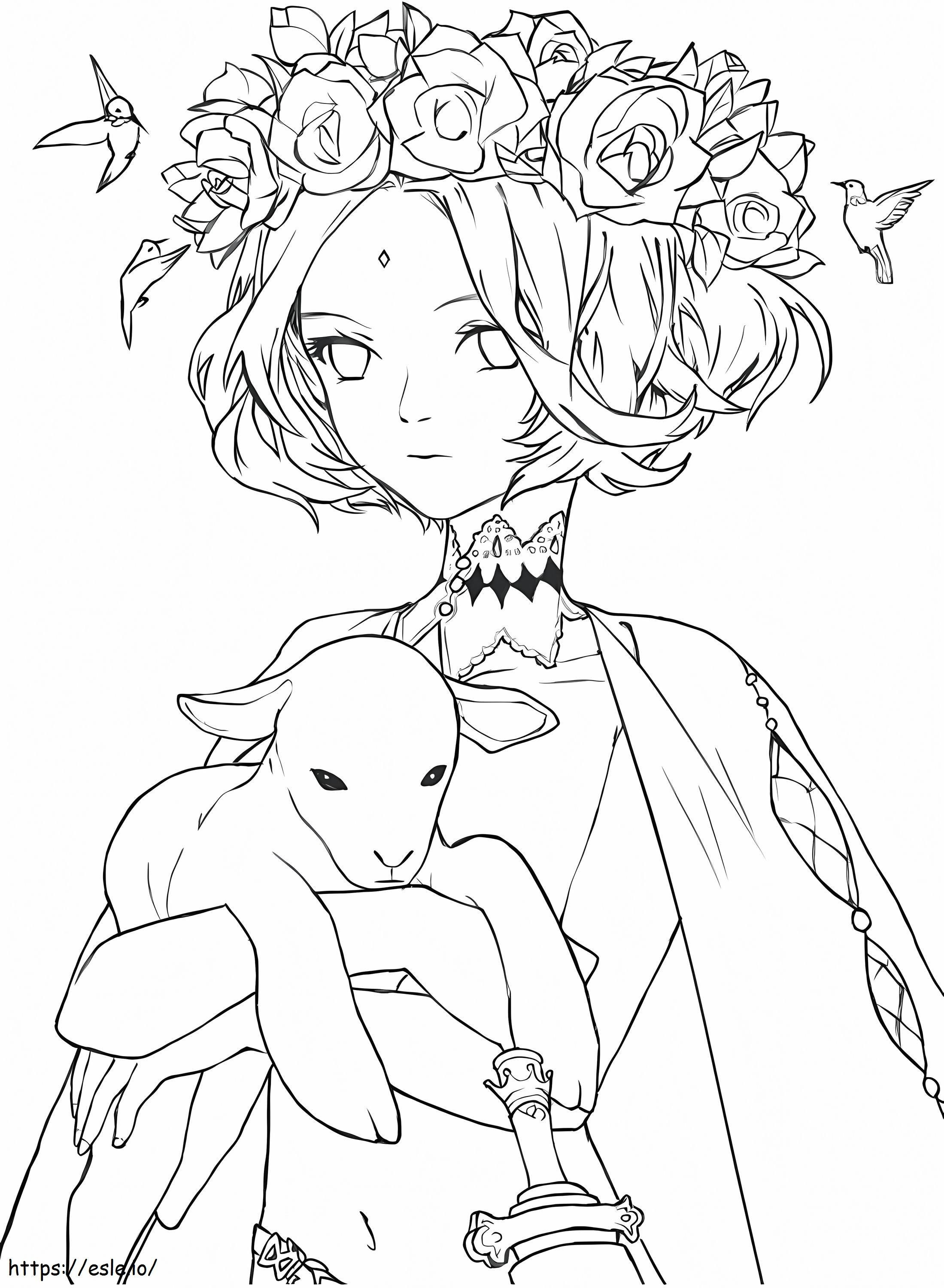 A princesa e a ovelha para colorir