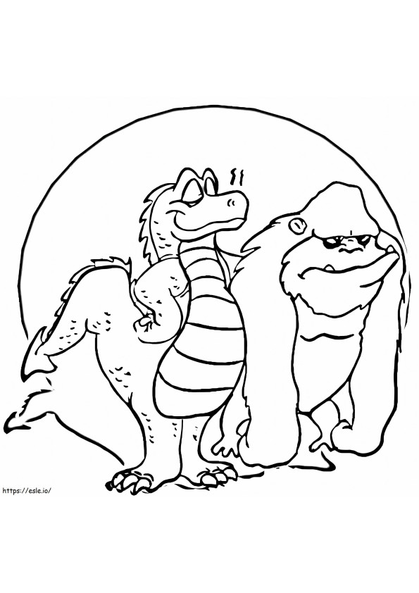 Godzilla dan King Kong Gambar Mewarnai