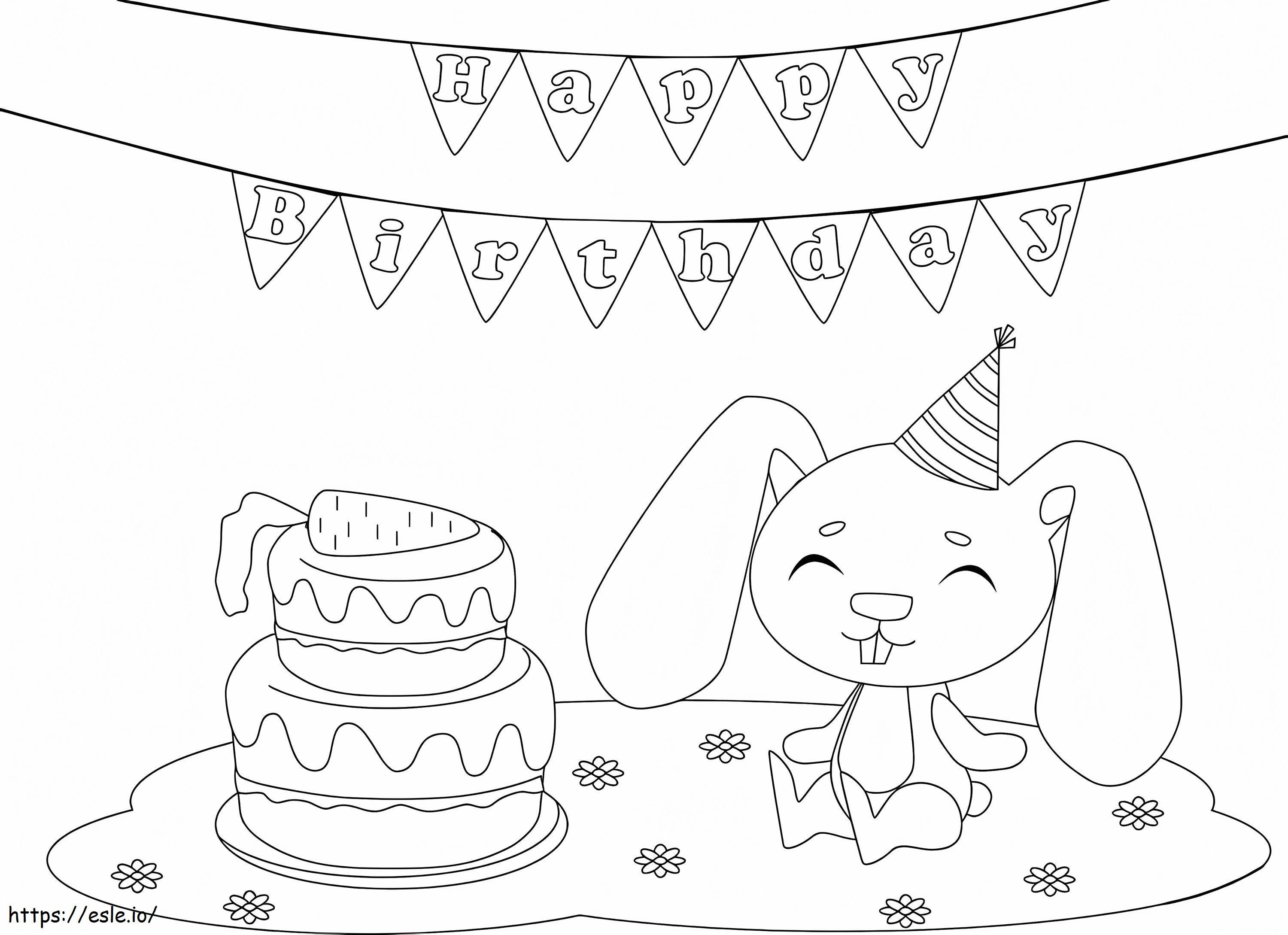 Conejo de cumpleaños para colorear