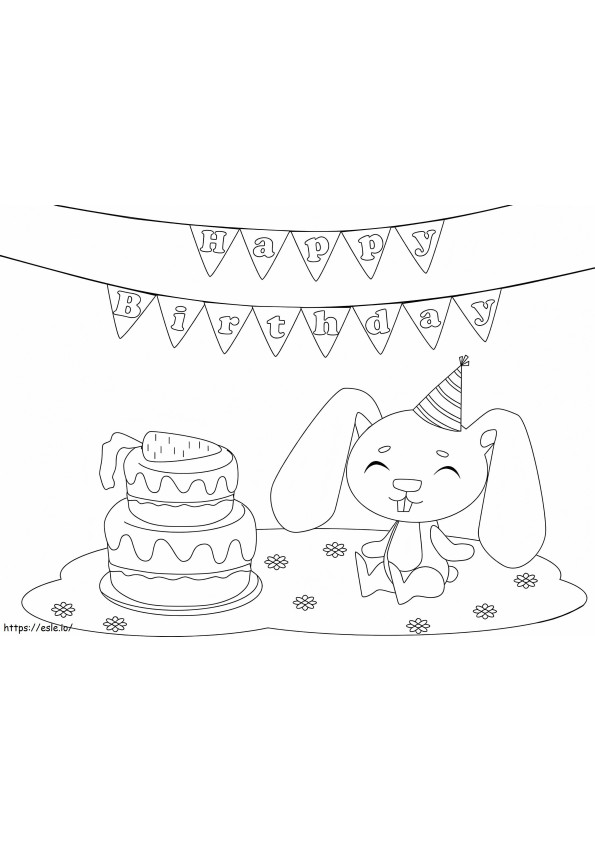 Conejo de cumpleaños para colorear