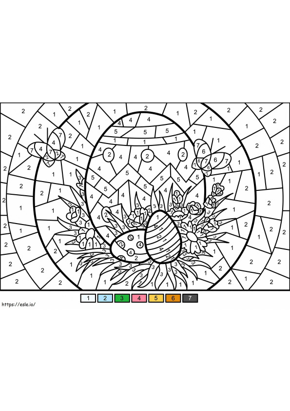 Coloriage Oeufs de Pâques couleur par numéro à imprimer dessin