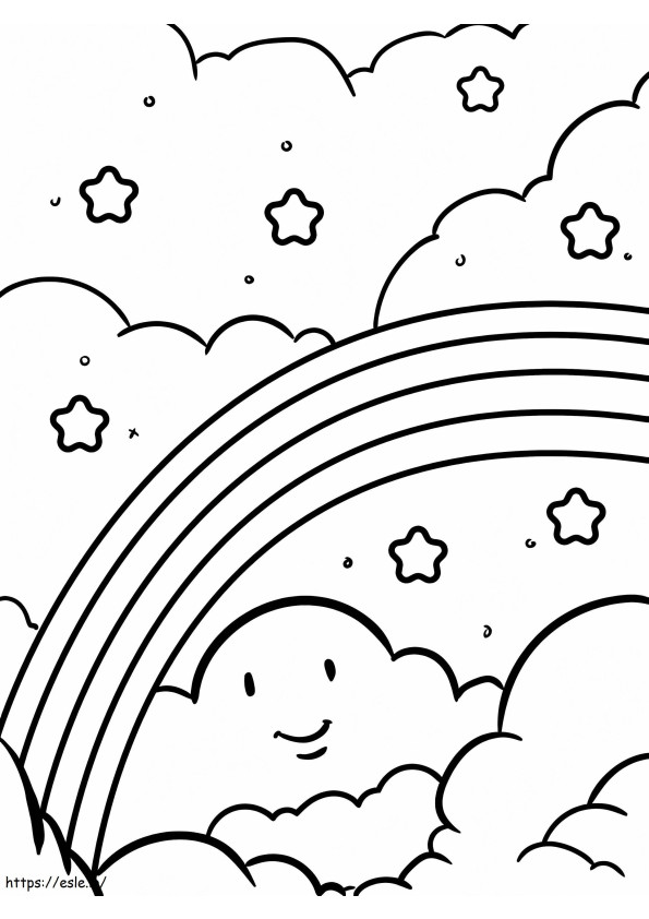 Coloriage Arc-en-ciel et nuage mignon à imprimer dessin