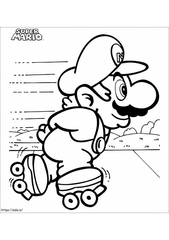 Coloriage Patinage Mario à imprimer dessin