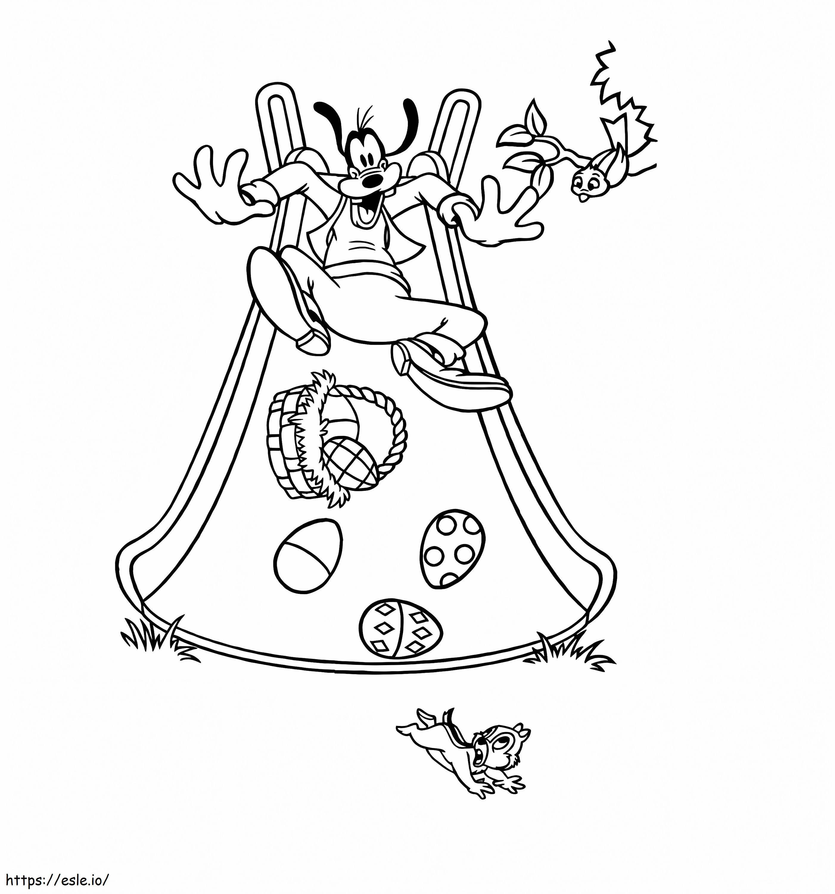 Goofy With Easter Basket coloring page