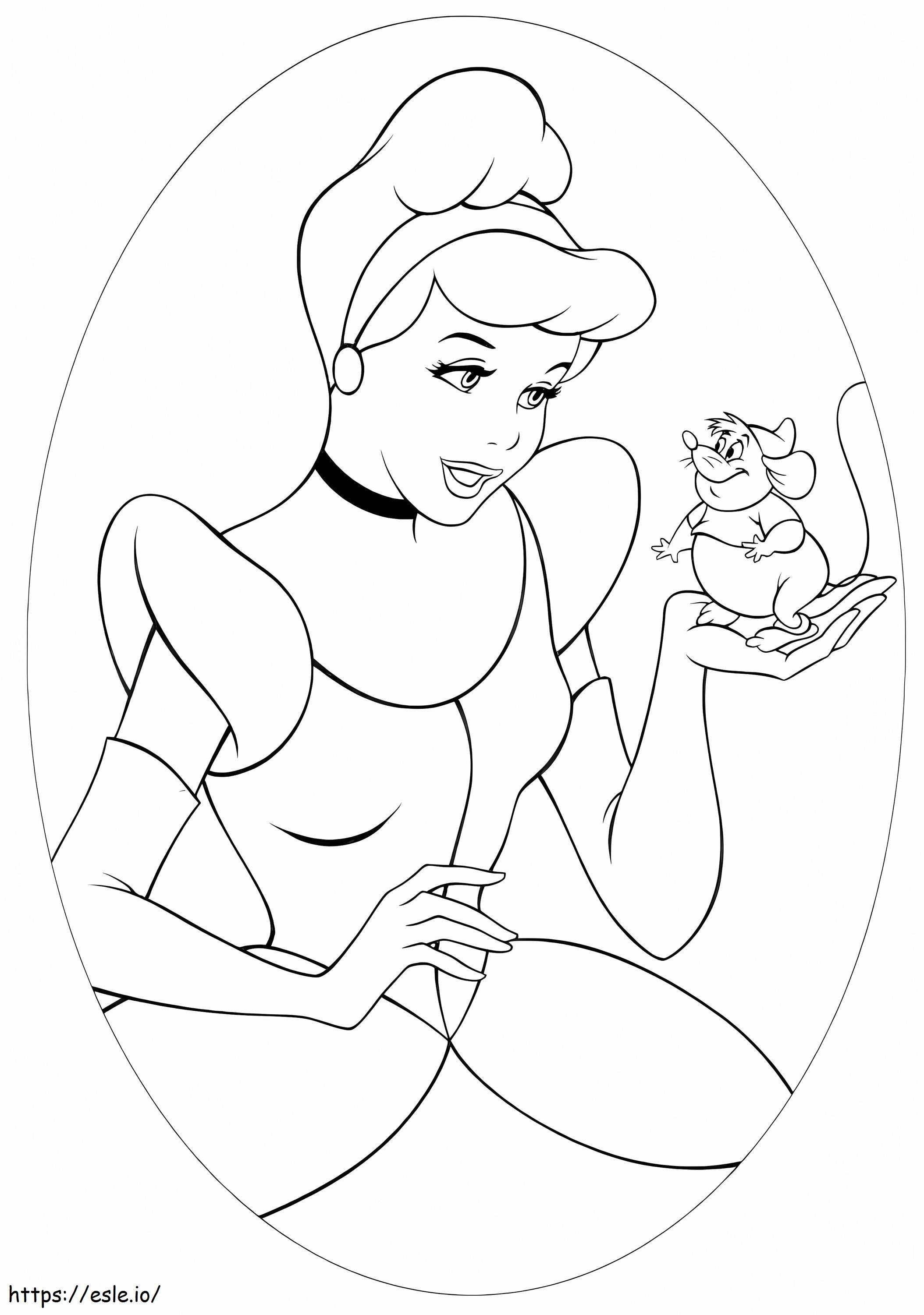 Cinderella Dengan Tikus Gambar Mewarnai