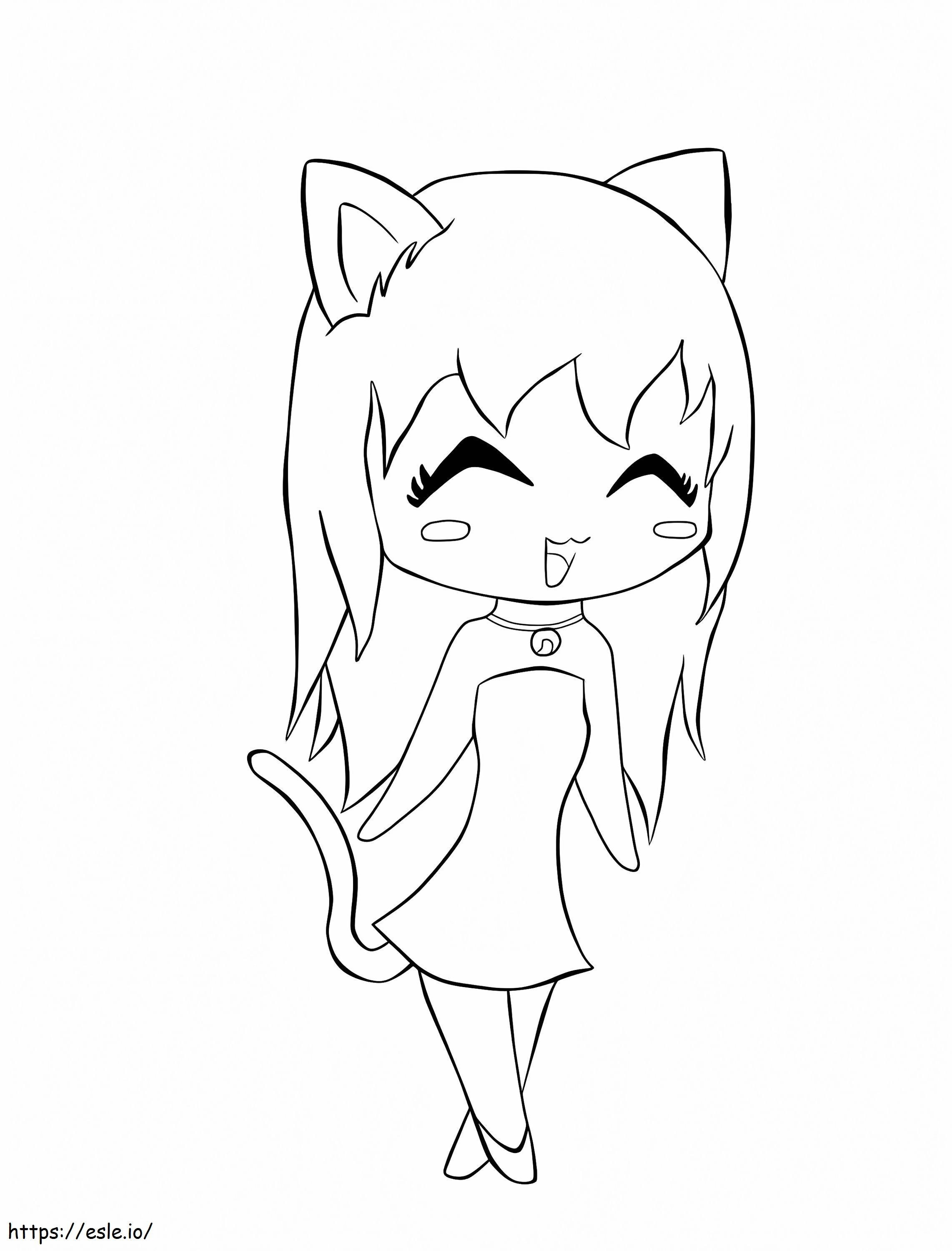 Kawaii Cat Girl coloring page