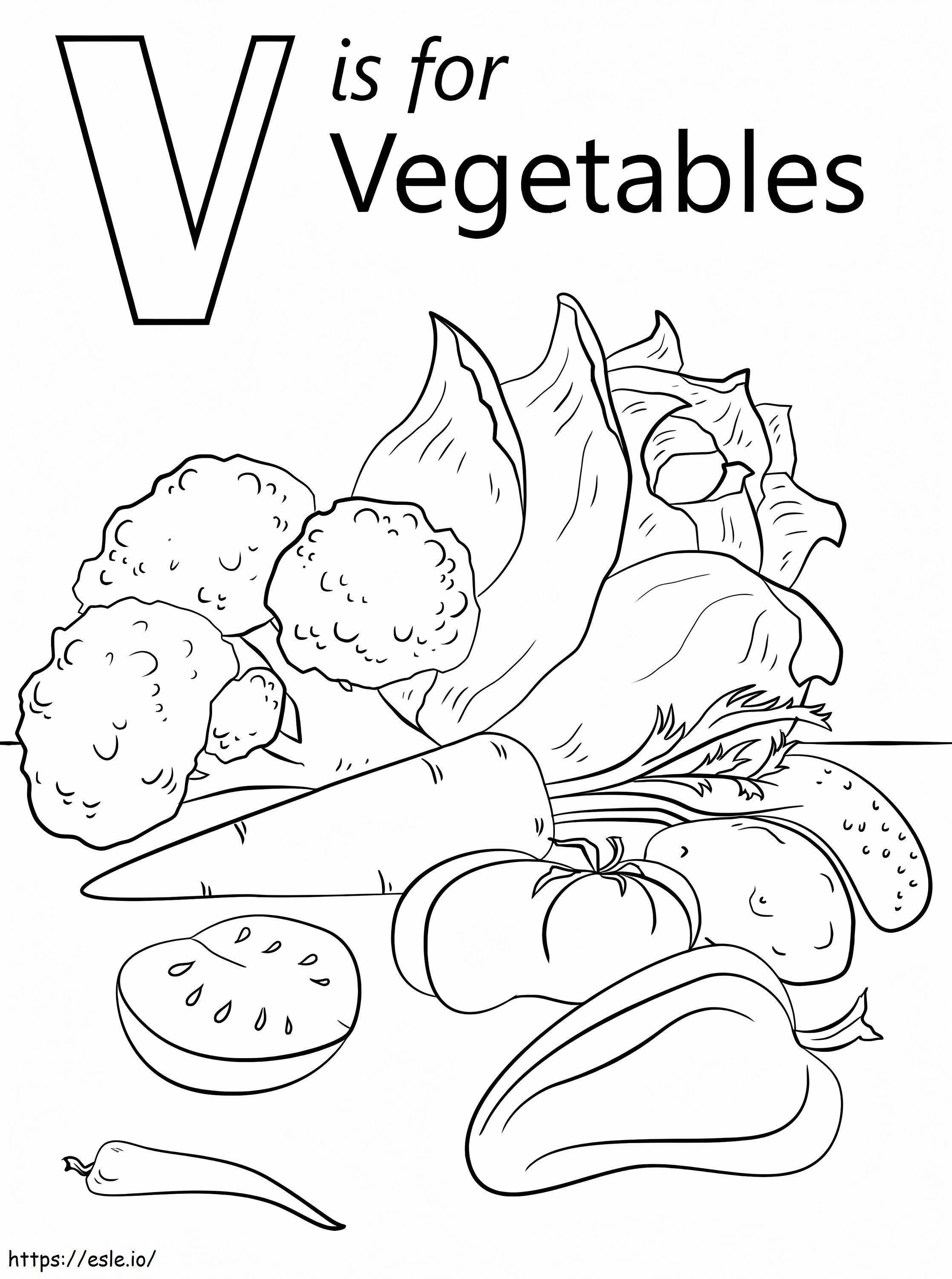 Verduras Letra V para colorear