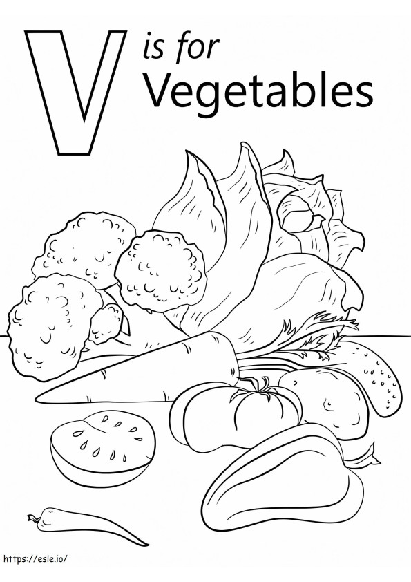 Legumes Letra V para colorir