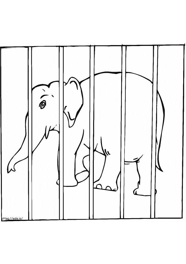 Elefant în cușcă de colorat