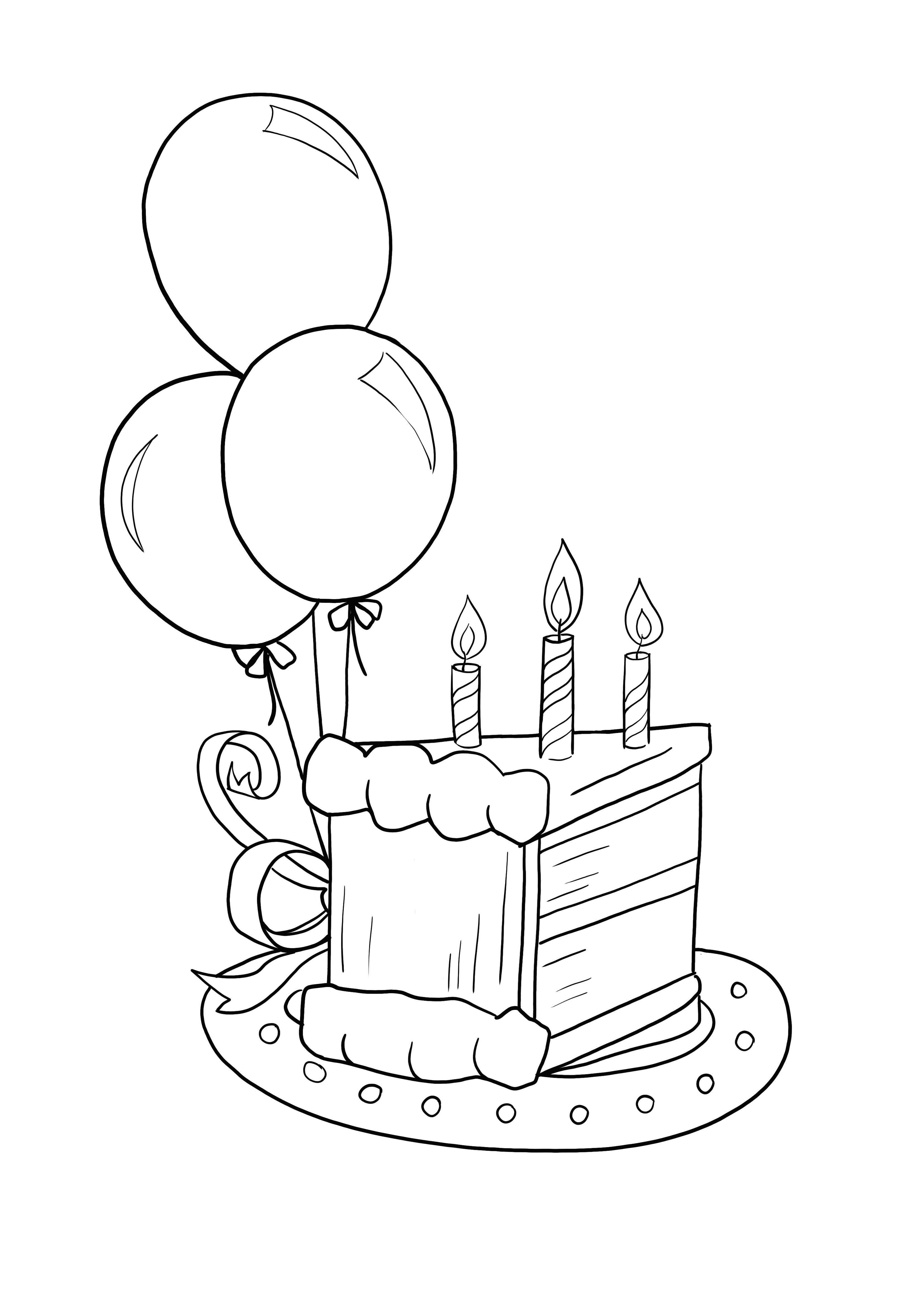 Geburtstagsstück Kuchen kostenlos zum Ausdrucken und Ausmalen