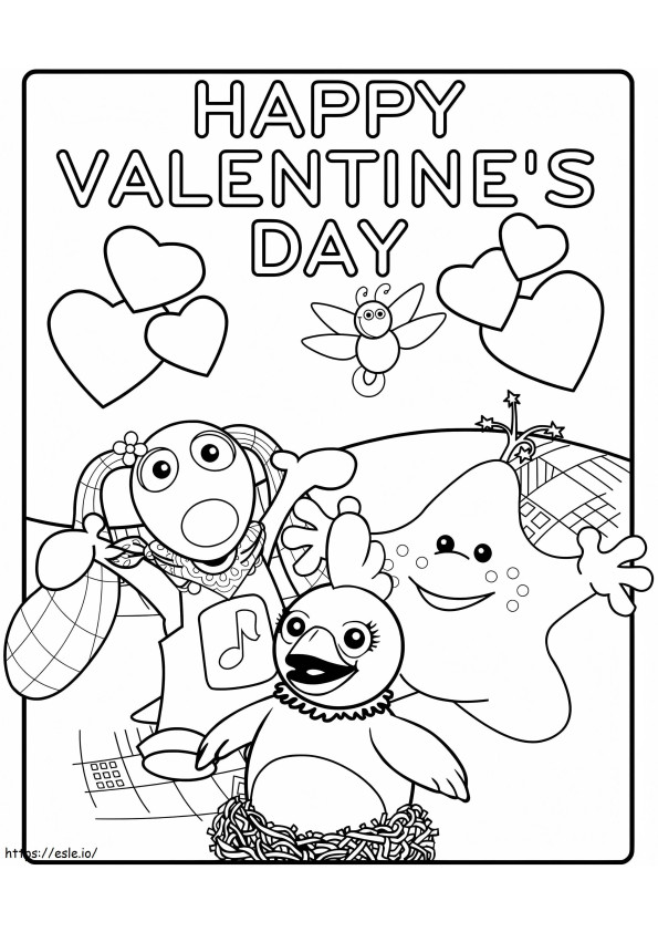 Tarjeta de San Valentín de dibujos animados para colorear
