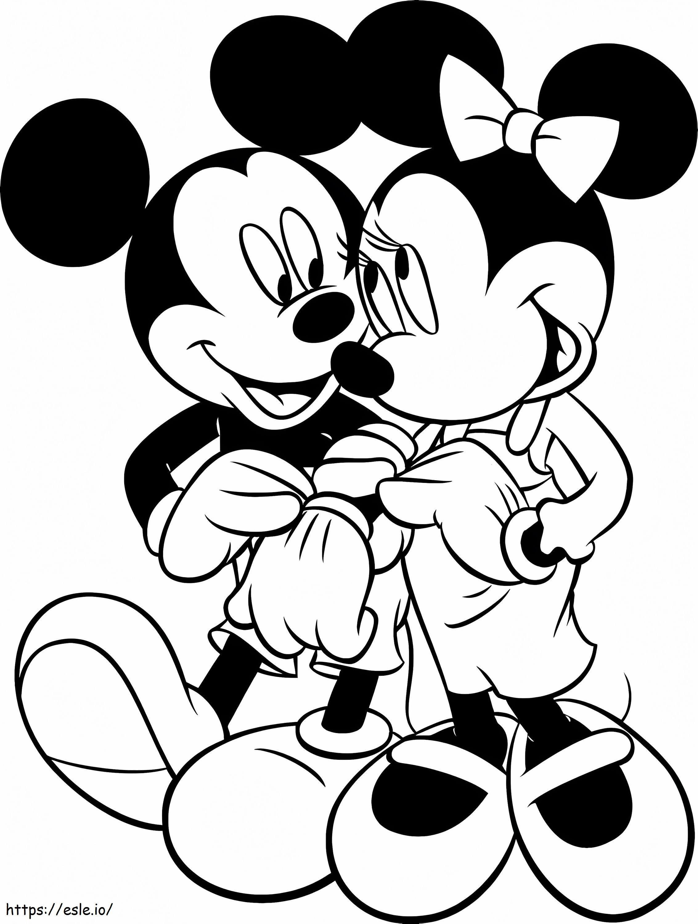 Mickey și Minnie Mouse Valentine de colorat