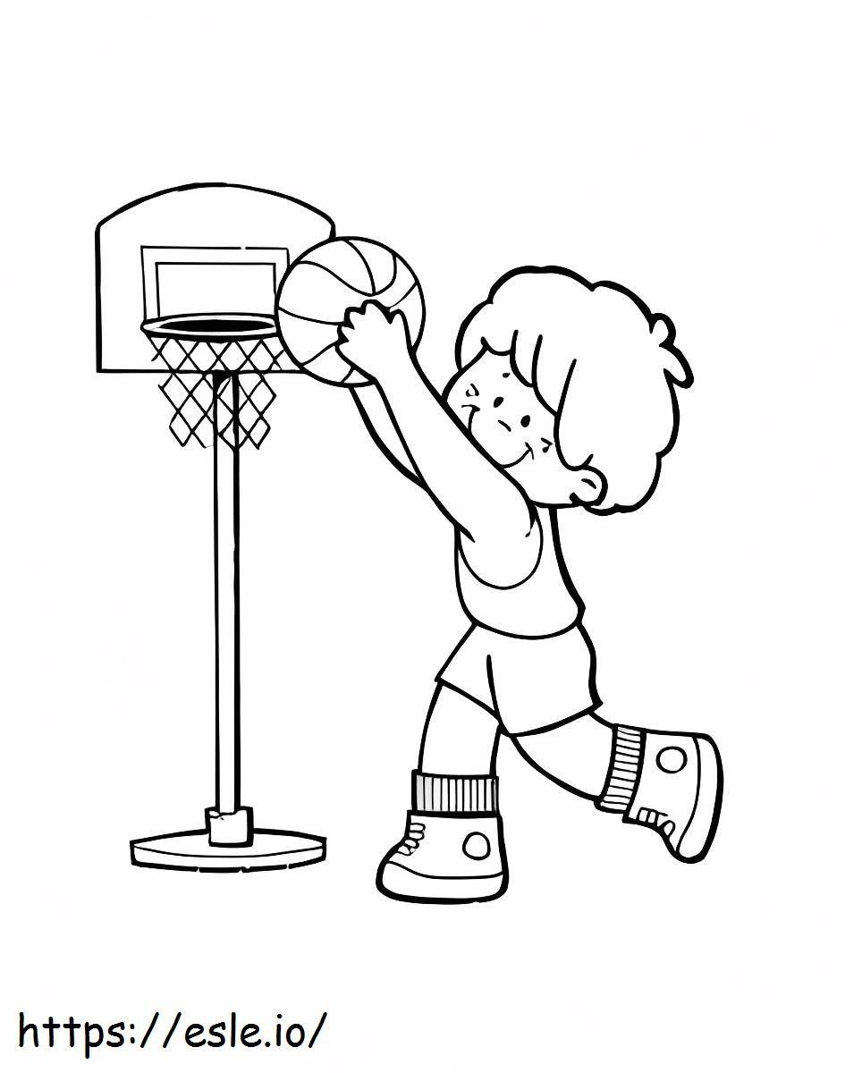 Anak Laki-Laki Bermain Basket 1 Gambar Mewarnai