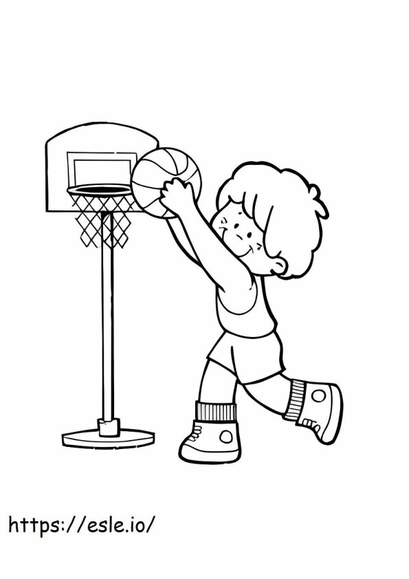 Menino jogando basquete 1 para colorir