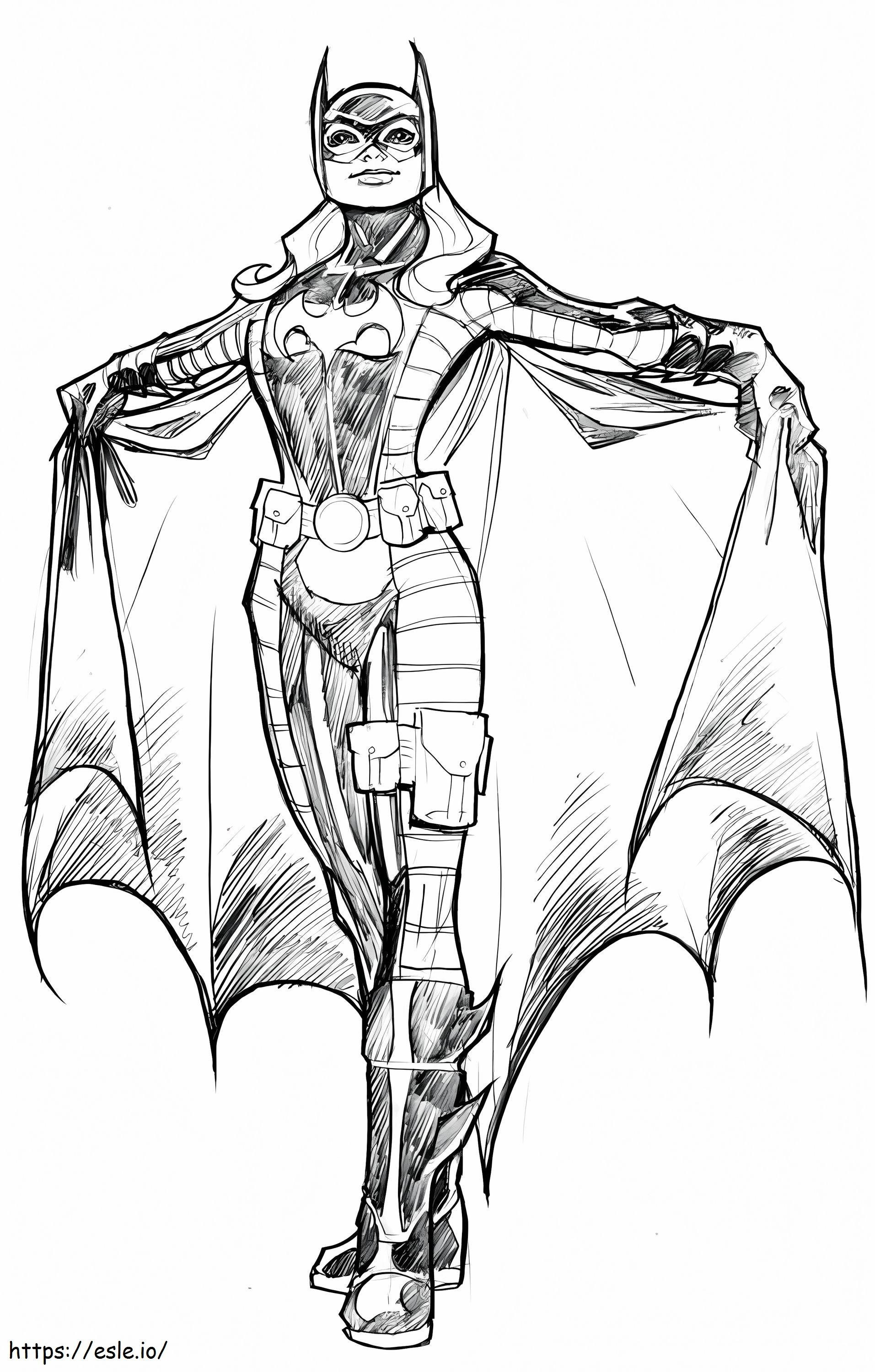 Desen în creion Batgirl de colorat