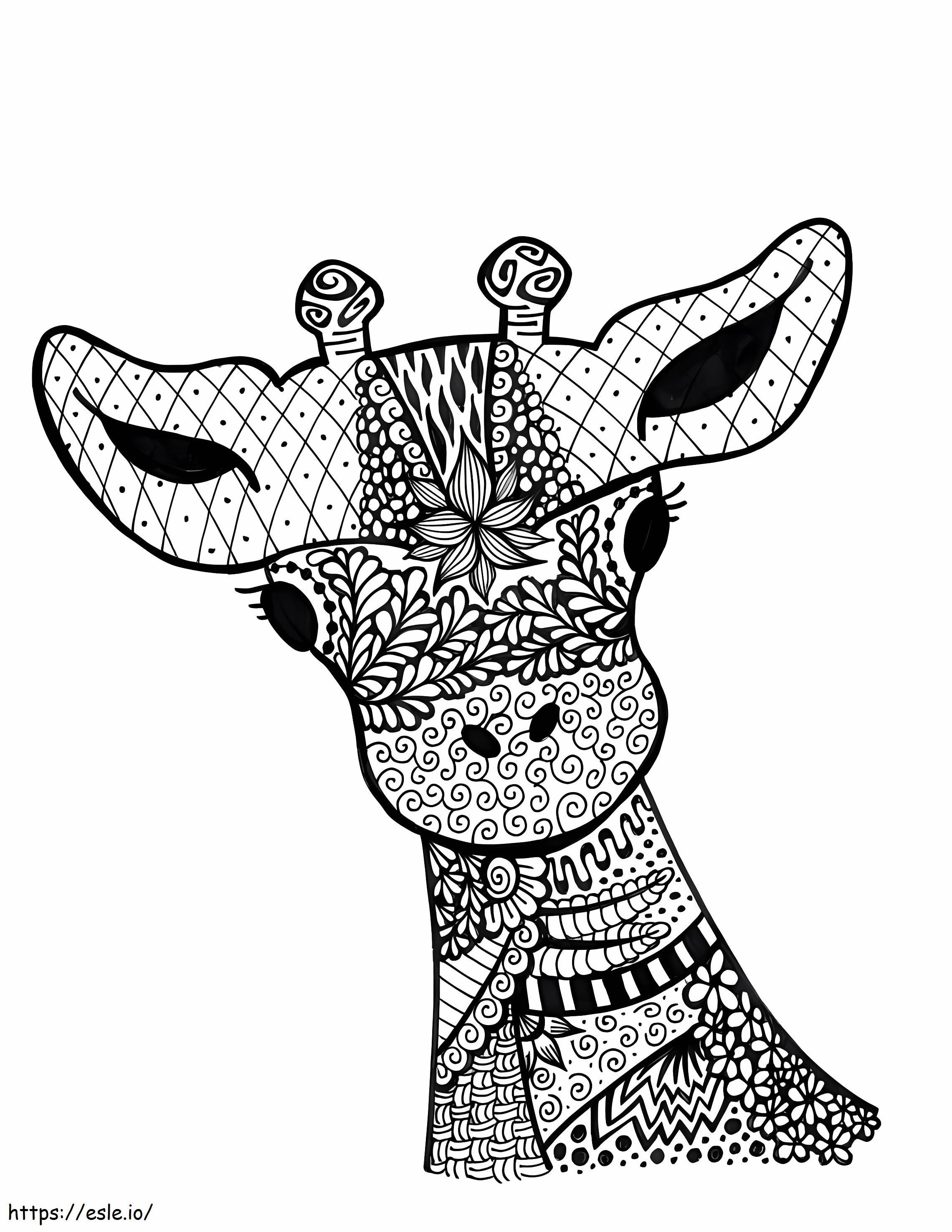 Giraffe Head Zentangle värityskuva