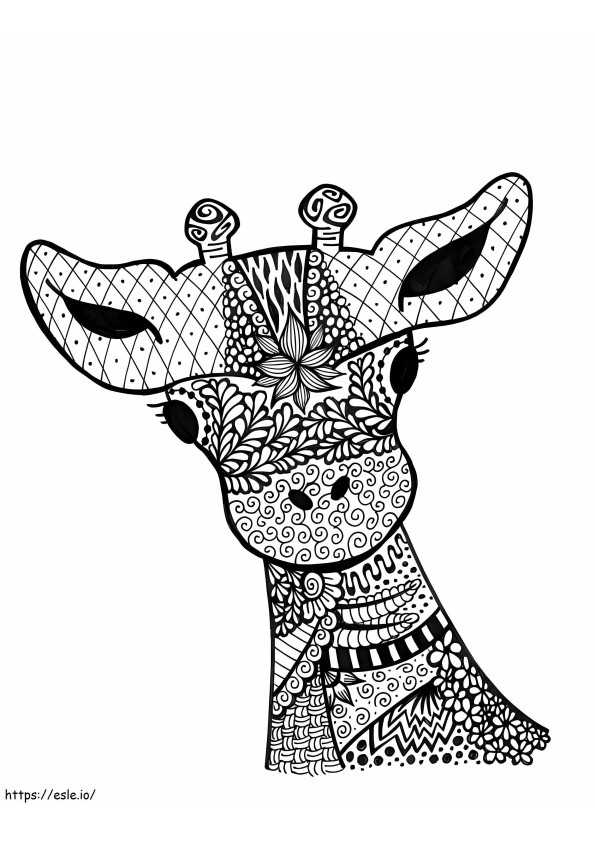 Giraffe Hoofd Zentangle kleurplaat