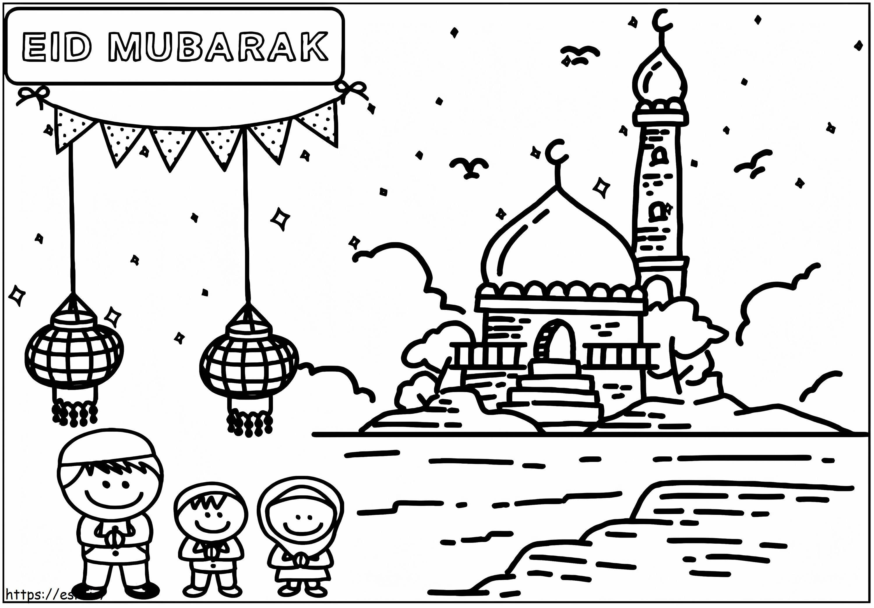 Eid Mubarak 5 coloring page