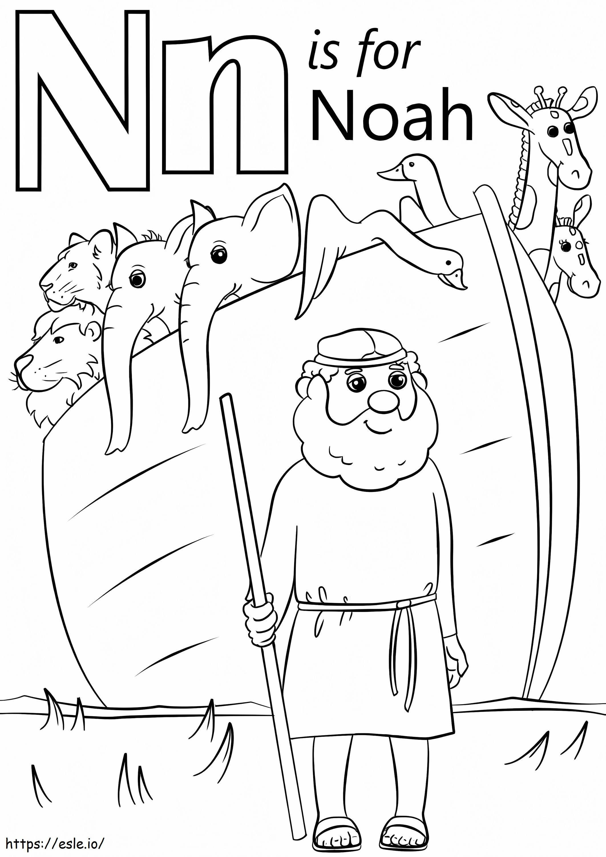 Letter N For Noah coloring page