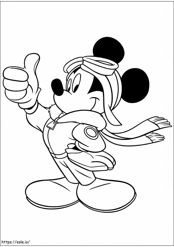 Mickey The Pilot coloring page