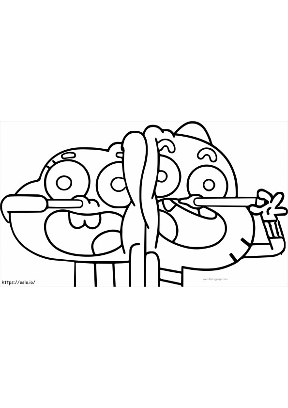 Gumball 16C Angry Bird Beautiful Gumball And Darwin Ic Loathsomeness coloring page
