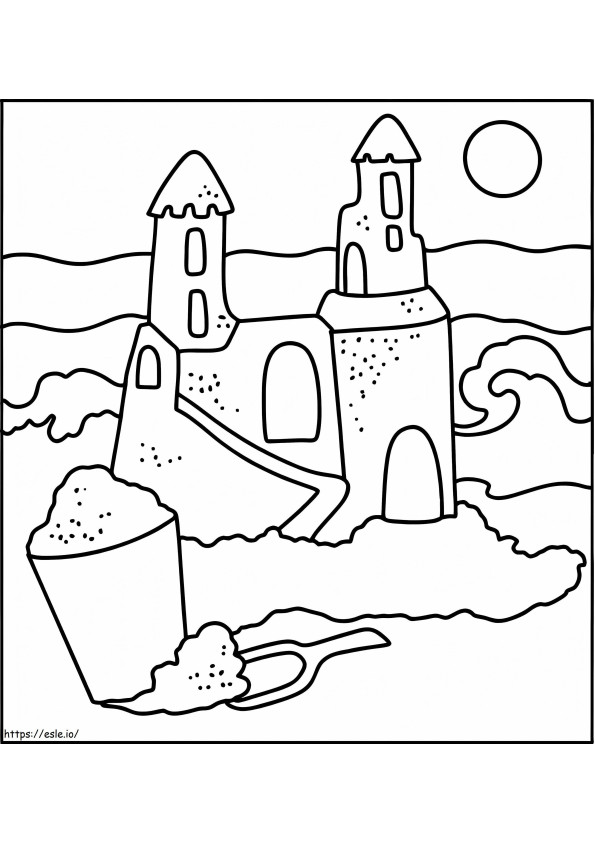 Letni zamek z piasku kolorowanka