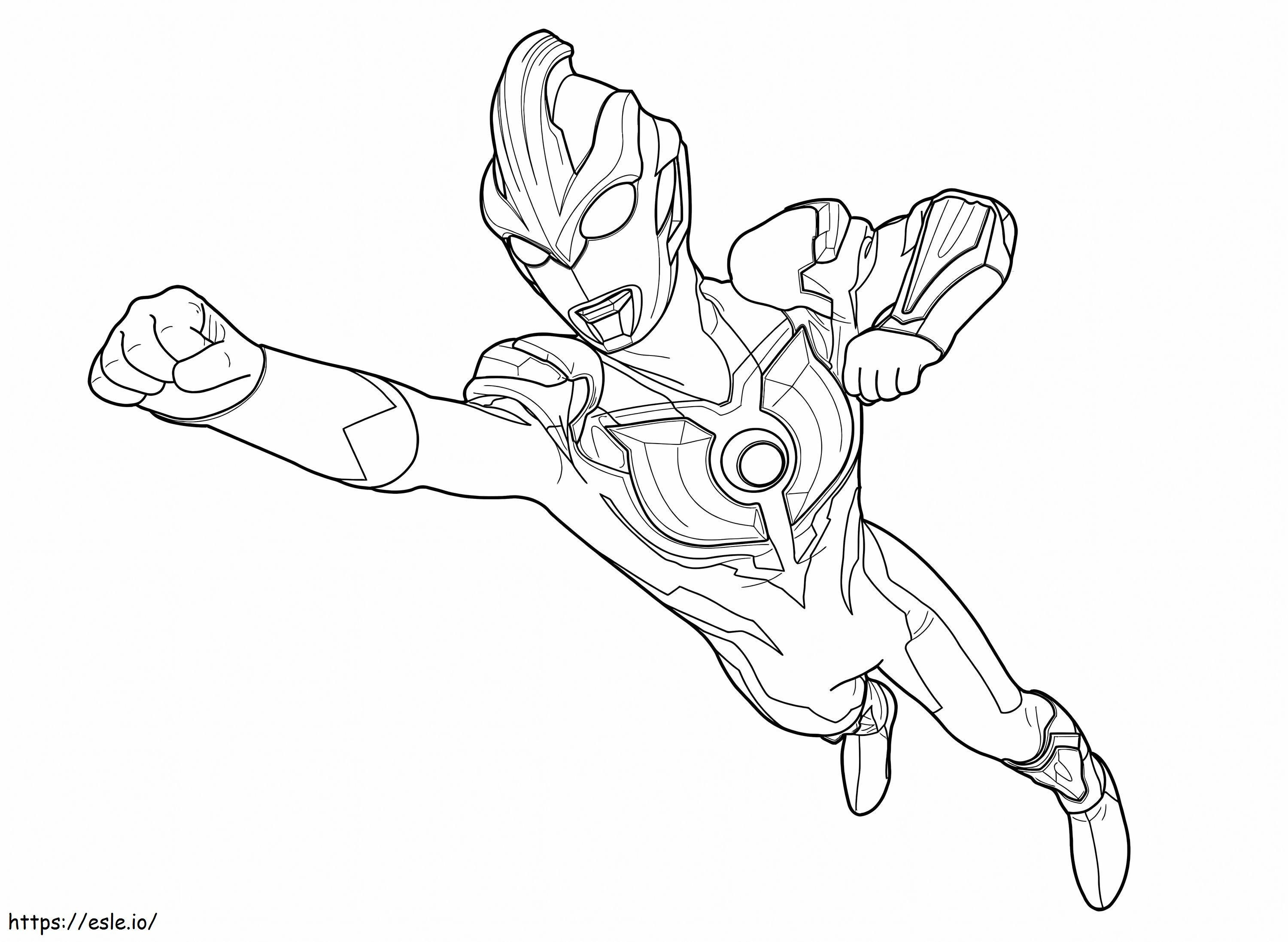 Coloriage Ultraman volant à imprimer dessin