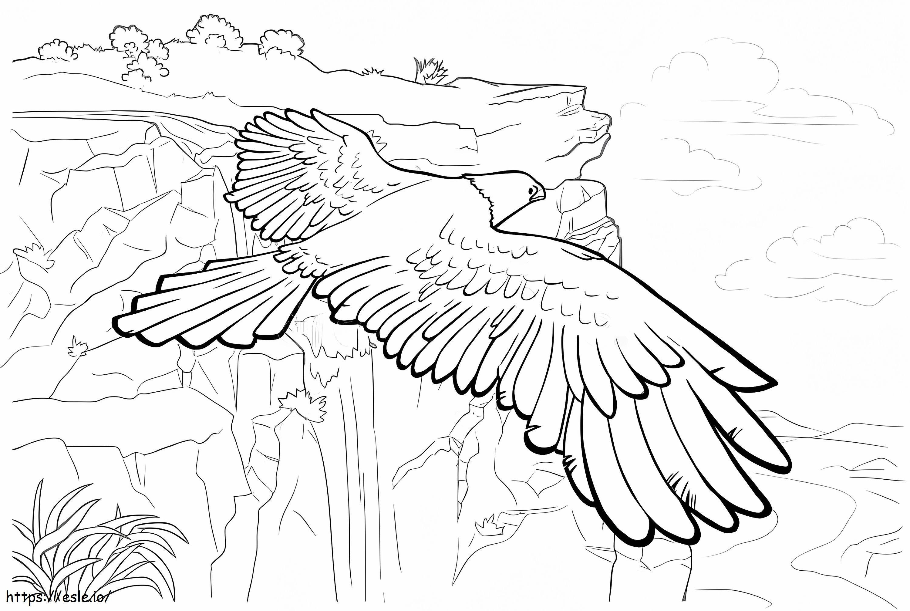 Coloriage Aigle avec de beaux paysages à imprimer dessin