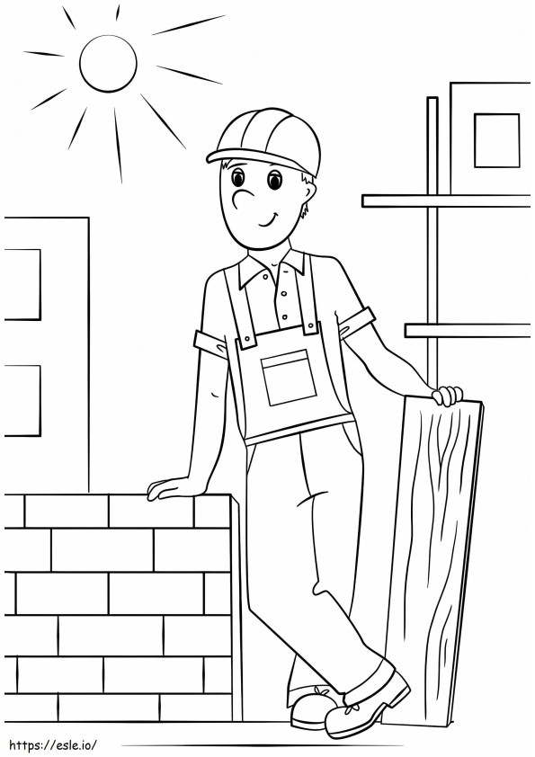 Happy Construction Worker coloring page