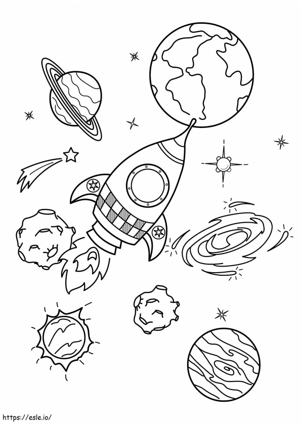 Normal Spaceship And Planets coloring page