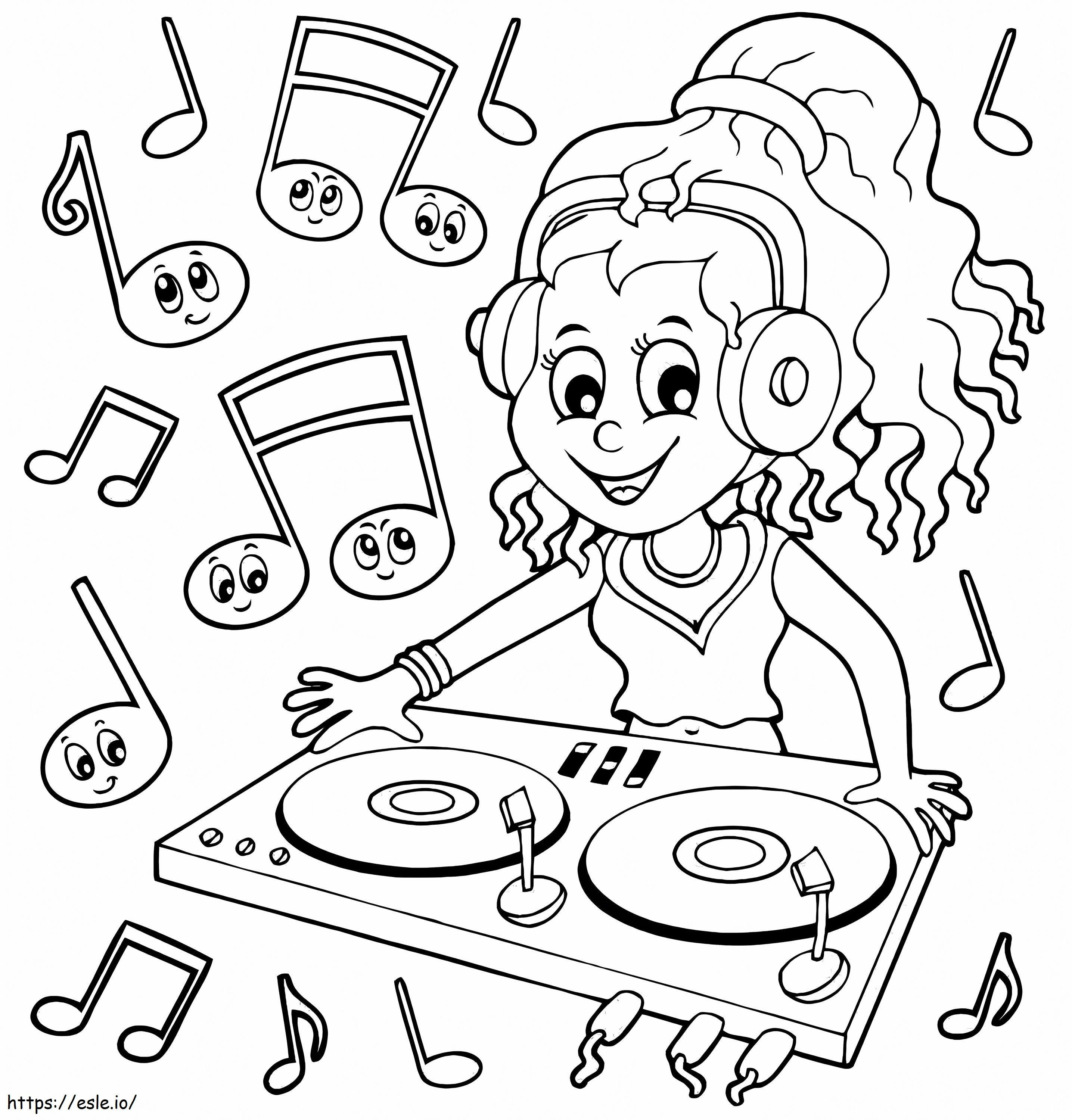 Dj Girl coloring page