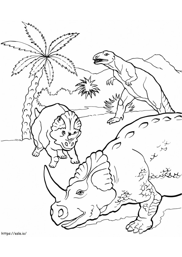 Allosaurus metsästää värityskuva