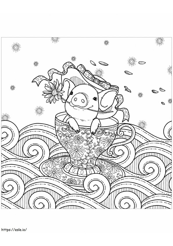 Tattooed Pig In A Scaled Mug coloring page