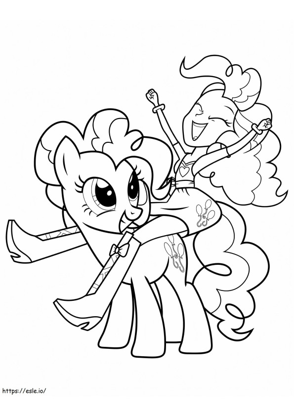 Equestria Girls ja Pony Pinkie Pie värityskuva