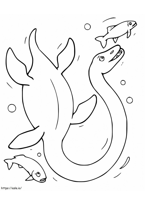 Plesiosaurus And Fishes coloring page