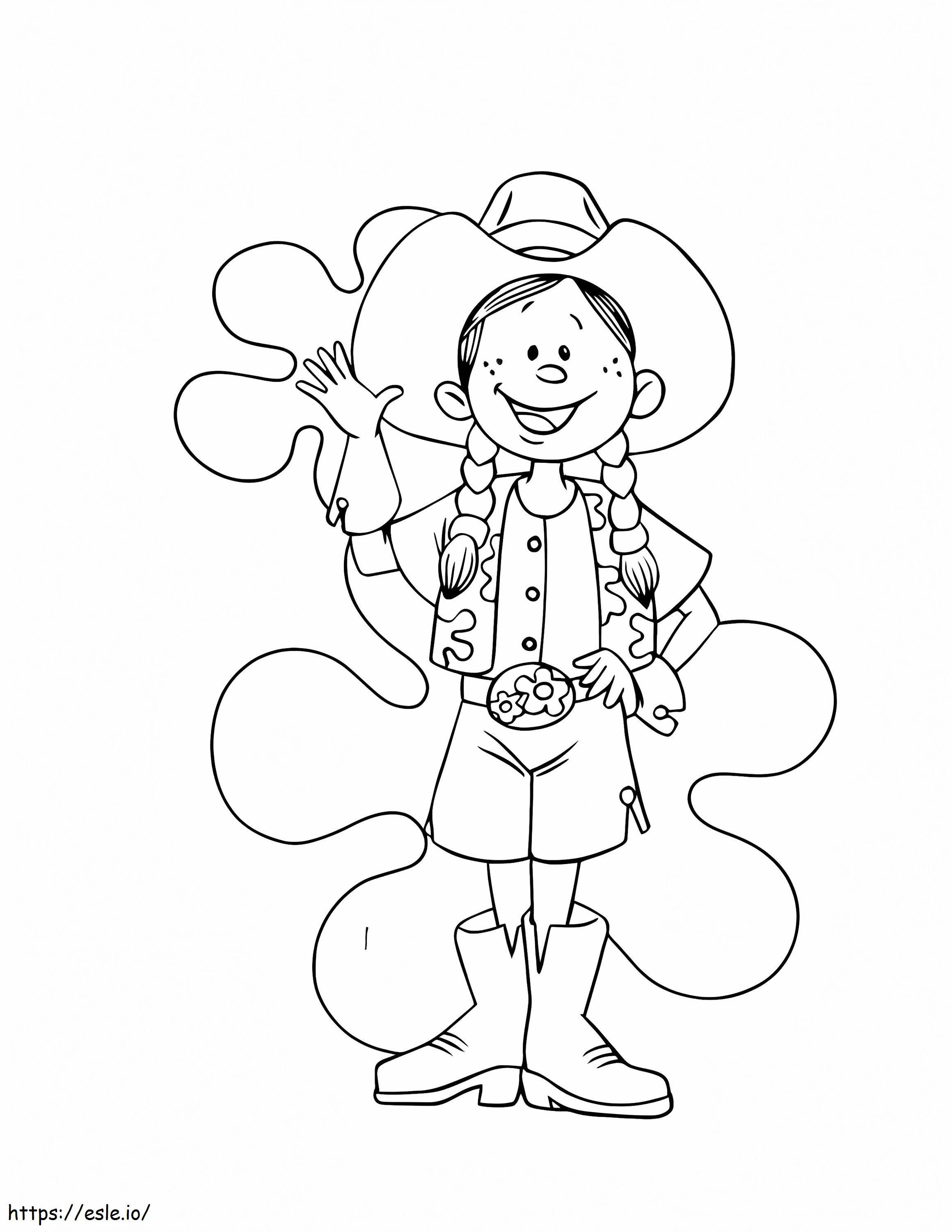 Funny Cowgirl coloring page