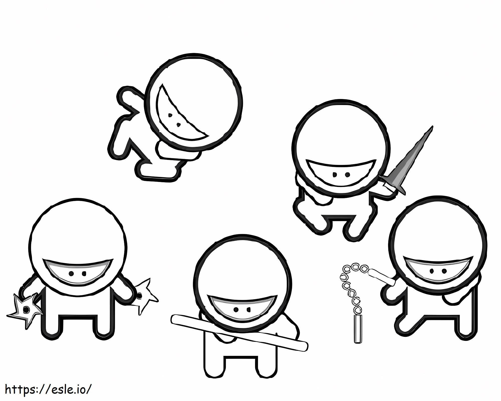 Ninja drăguți de colorat